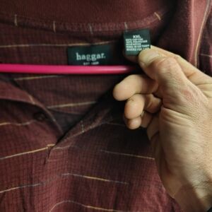 Haggar Burgundy Striped Polo Shirt XXL